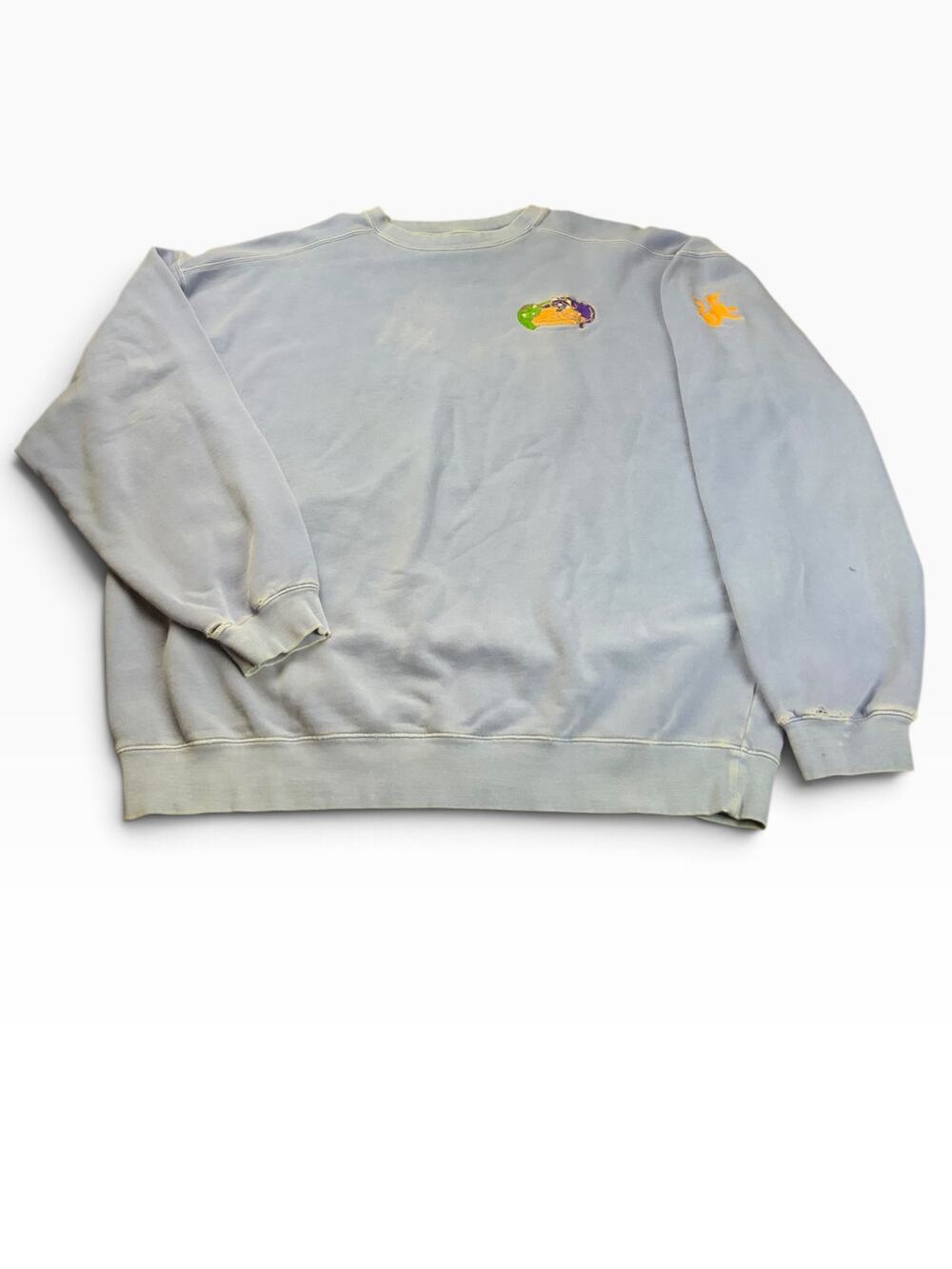 Vintage Authentic Pigment Blue Cat Sweatshirt Cottagecore Whimsical Grannycore